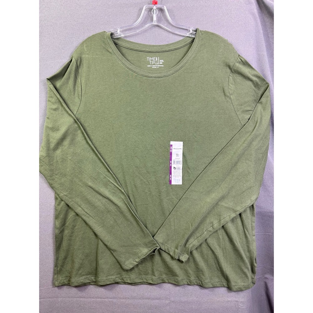 Time and Tru Womens XXL 20 Sea Turtle Green Long Sleeve Relaxed Fit Core Tee NEW - Picture 1 of 9